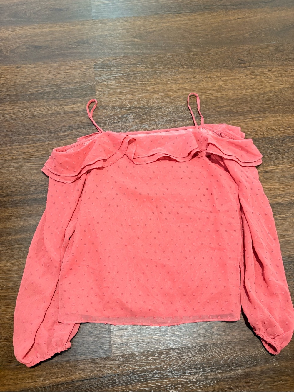 Ann Taylor Factory Coral Off-Shoulder Ruffle Camisole